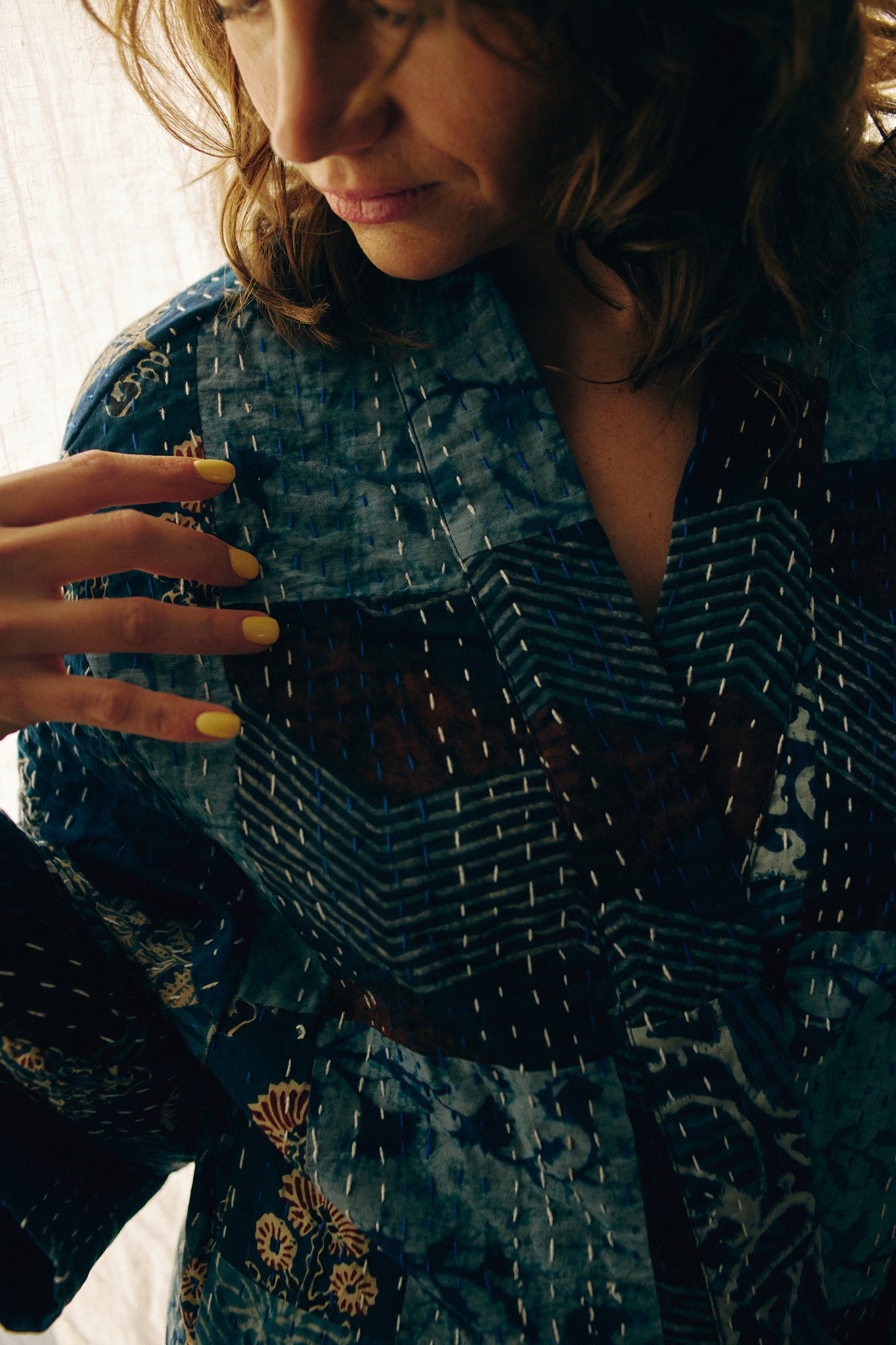 Kimono Patchwork długie blue