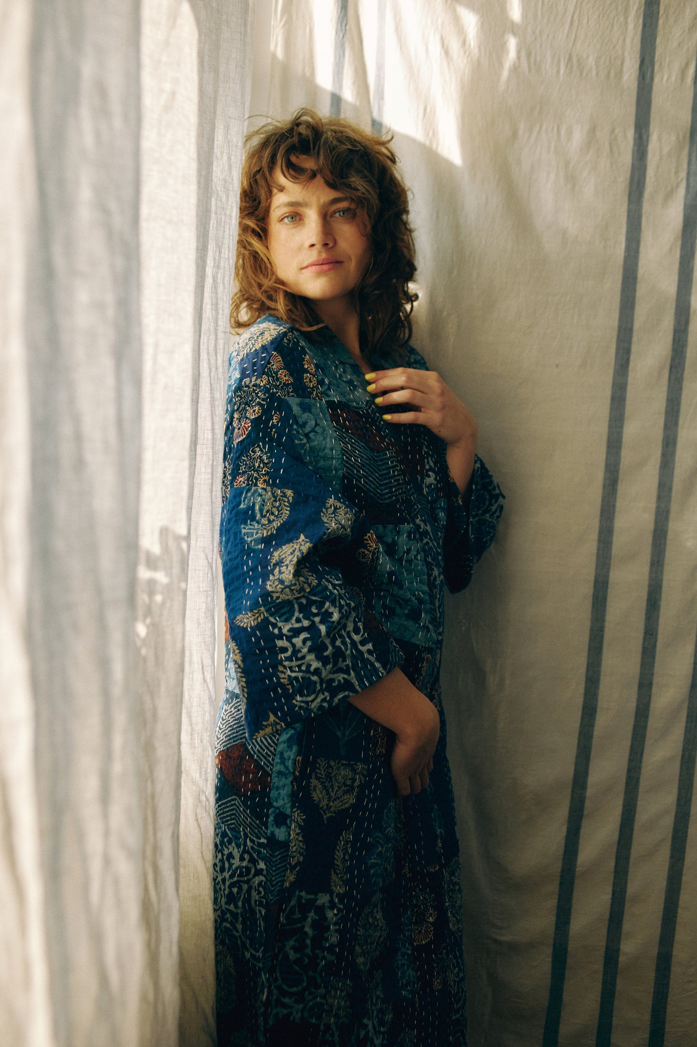 Kimono Patchwork długie blue