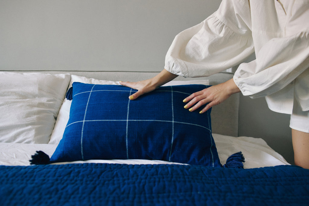 Poszewka na poduszkę krata Indigo