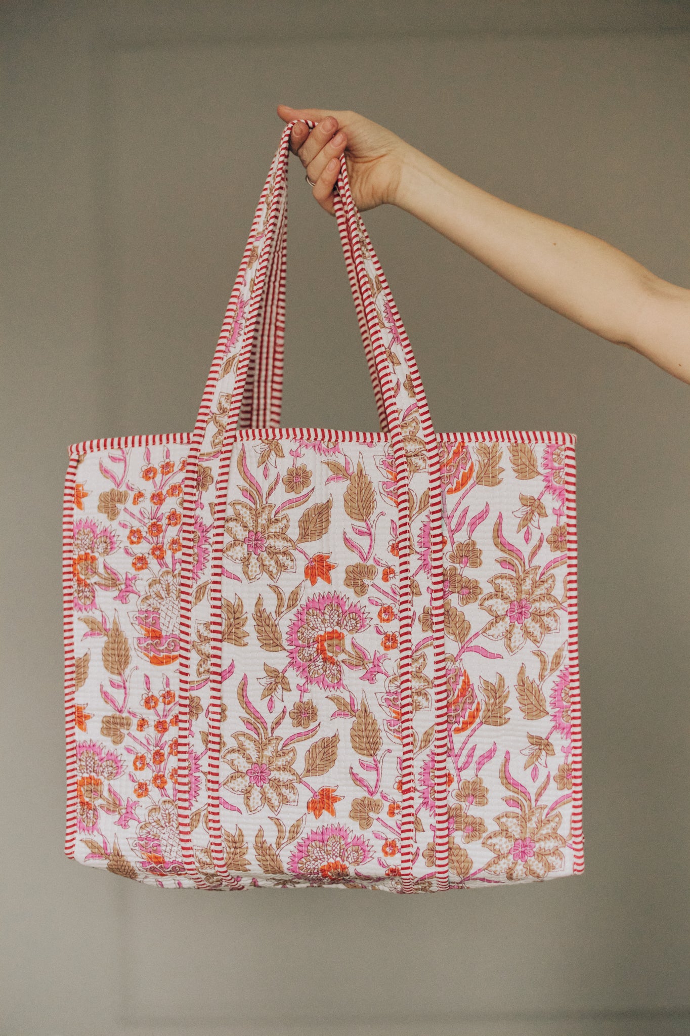 Tote Bag Flowers Cream