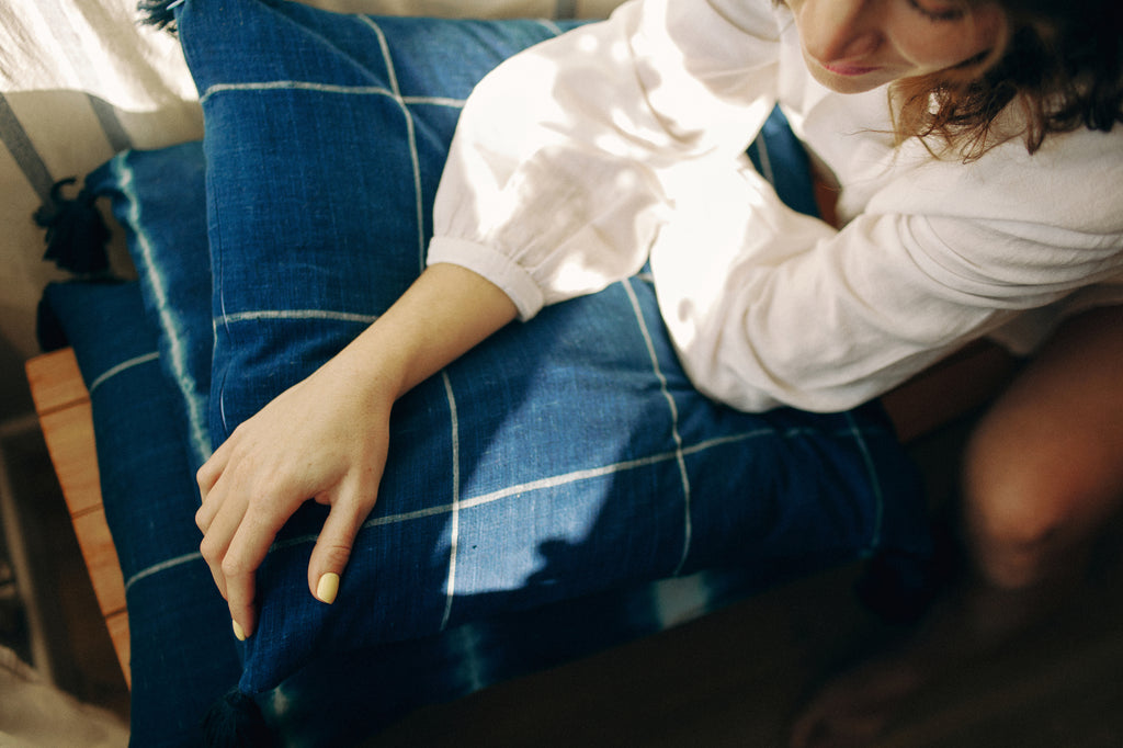 Poszewka na poduszkę krata Indigo