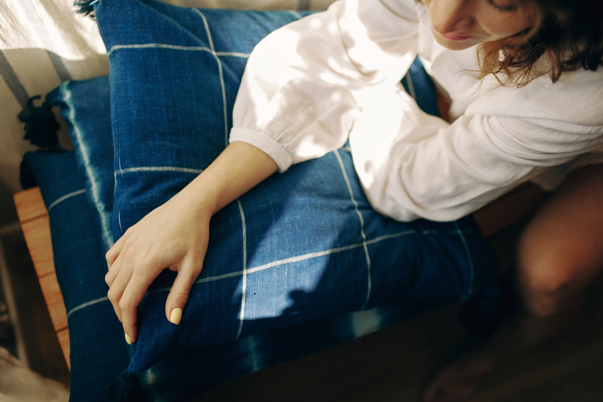 Poszewka na poduszkę krata Indigo