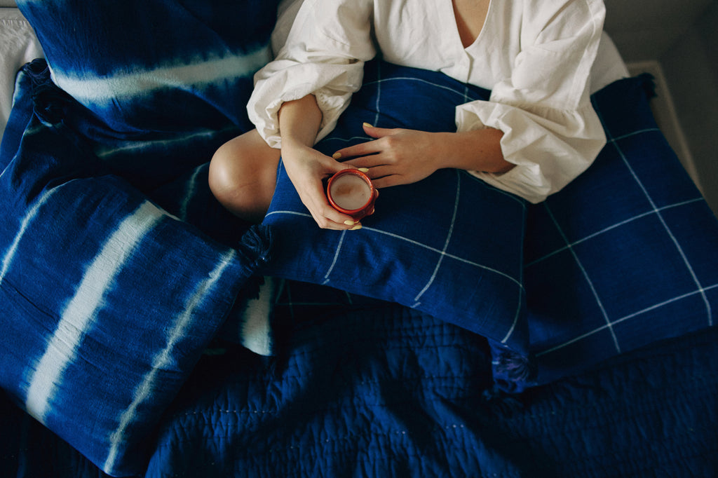 Poszewka na poduszkę krata Indigo