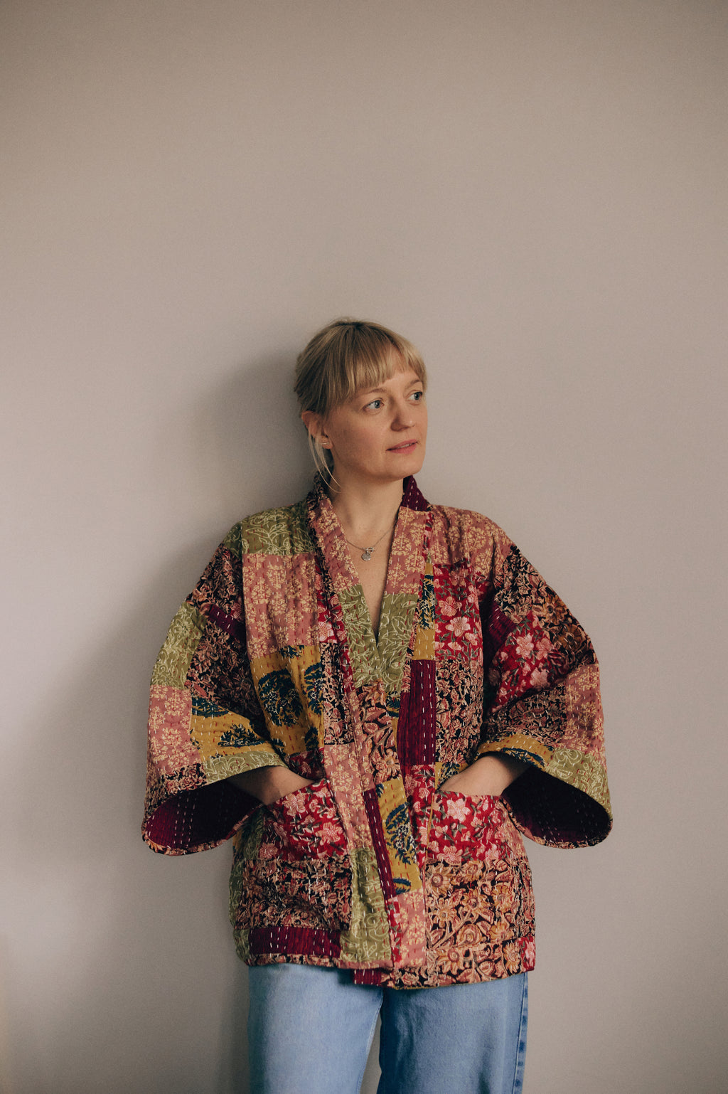 Kimono Patchwork krótkie ochra