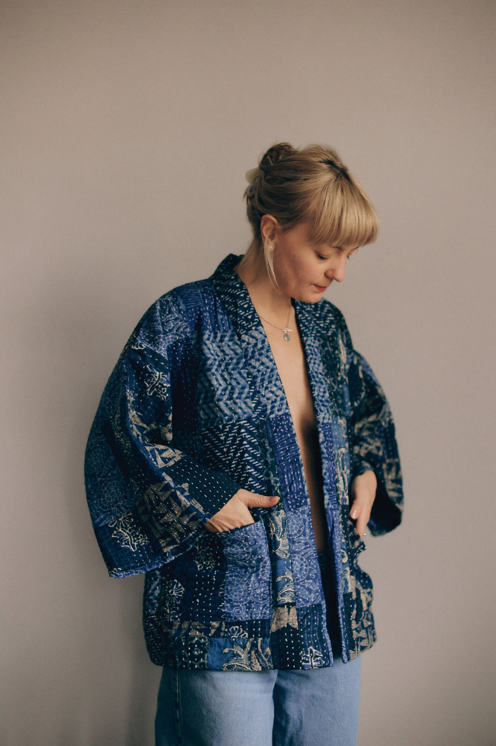 Kimono Patchwork krótkie blue