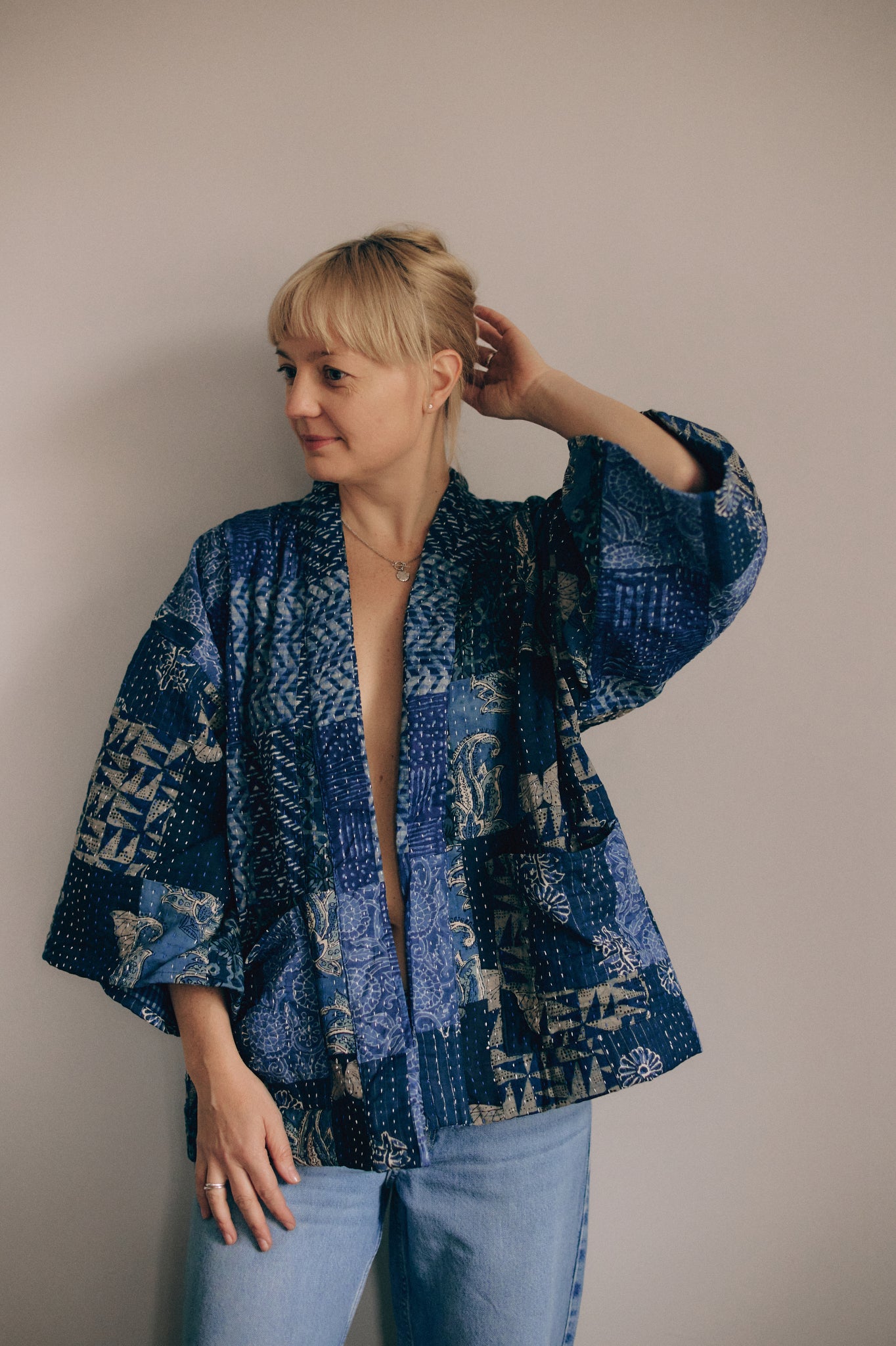 Kimono Patchwork krótkie blue