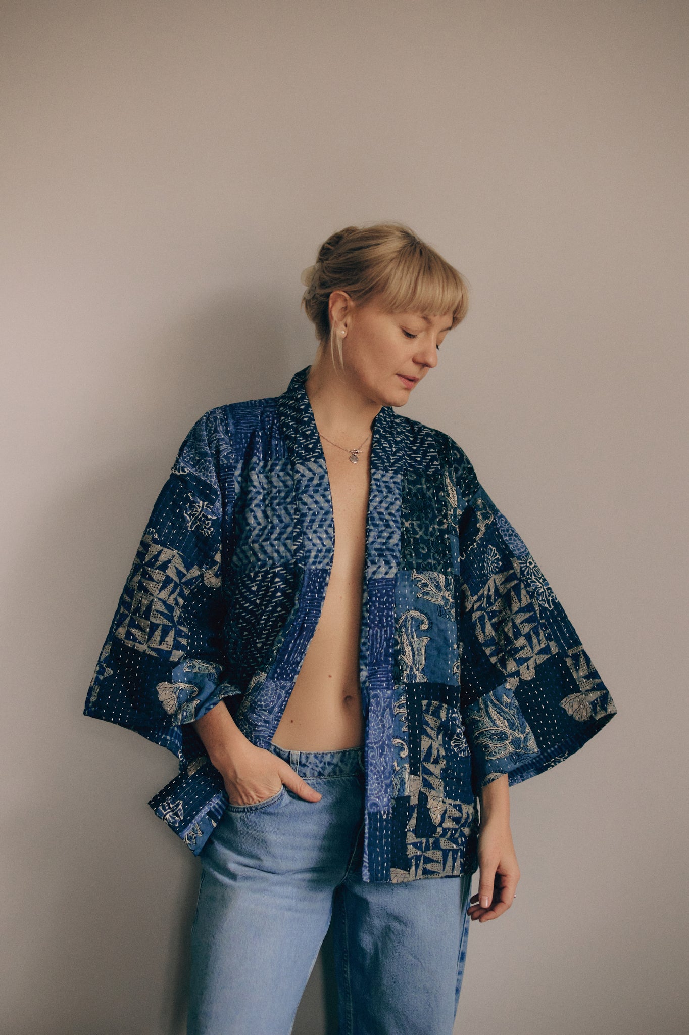 Kimono Patchwork krótkie blue