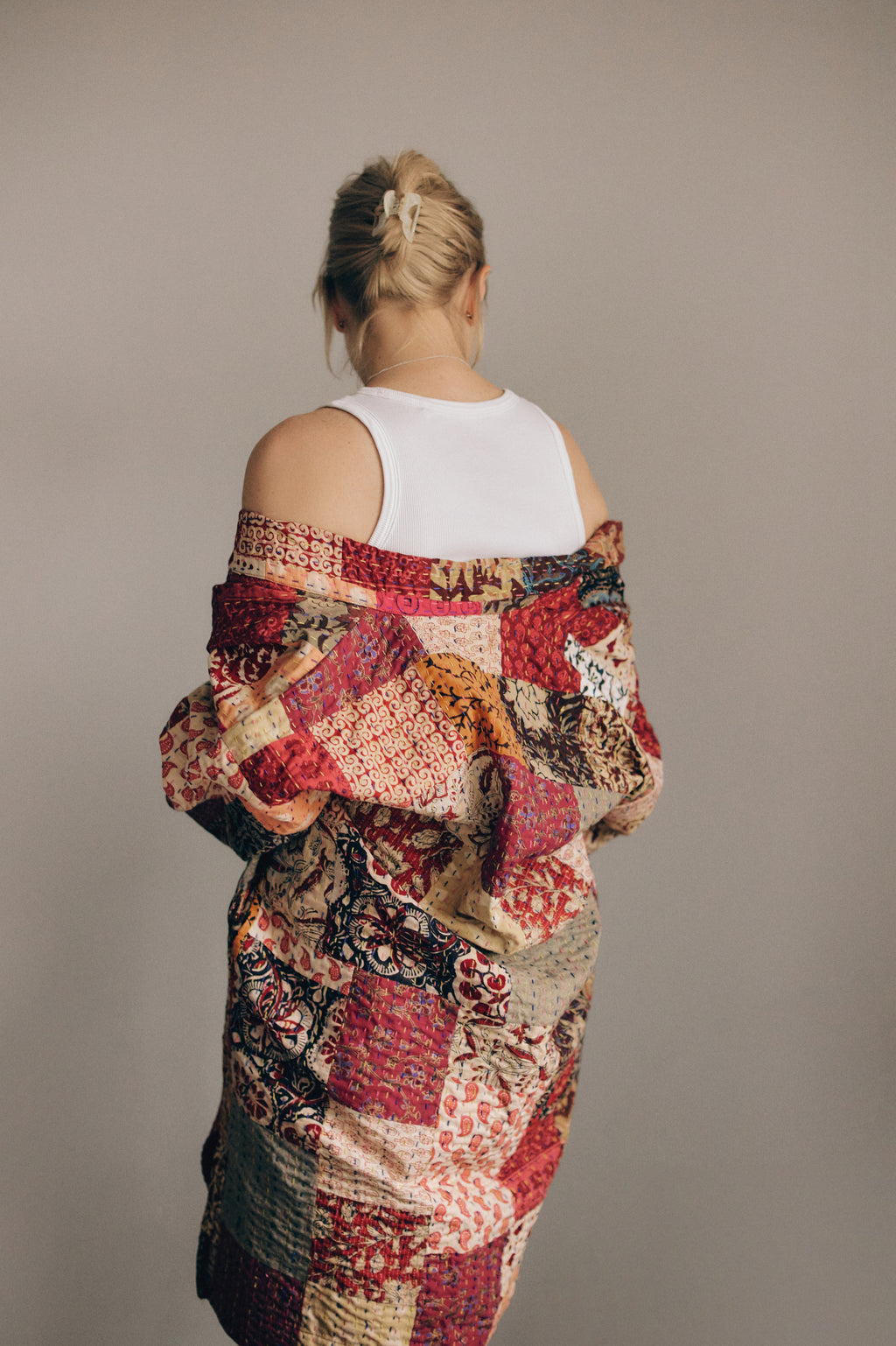 Kimono Patchwork długie red