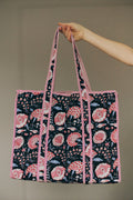 Tote Bag Flowers Black